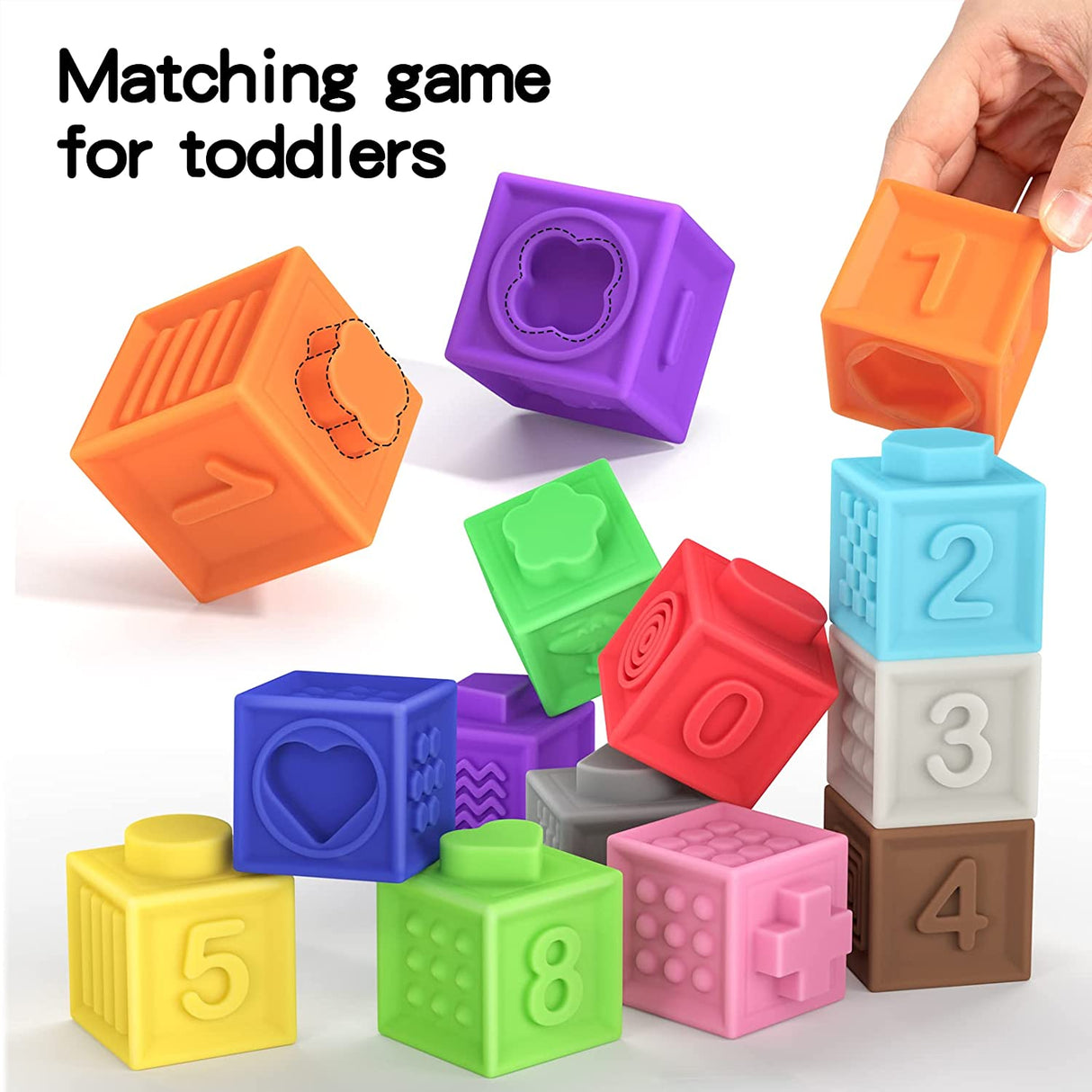 TEMI 12 piezas de juguetes de bloques apilables suaves y coloridos, juguetes educativos -