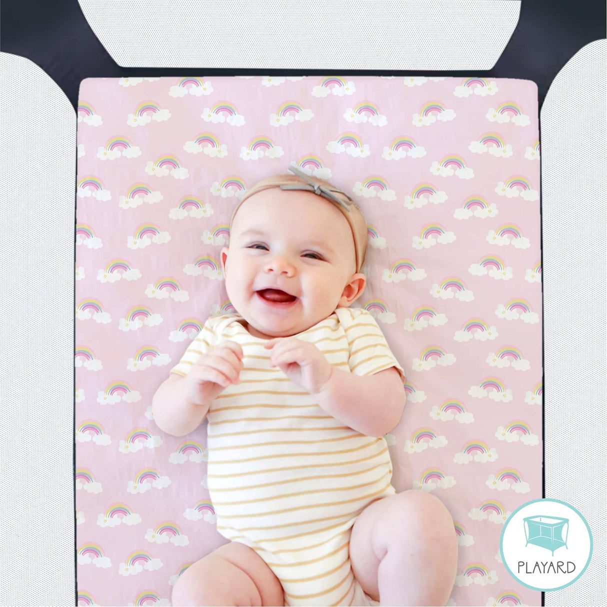 The Peanutshell Fitted Pack n Play, Playard, Mini sábanas para cuna para niñas | Juego de 2 paquetes | Unicornio rosa y arco iris - DIGVICE MX