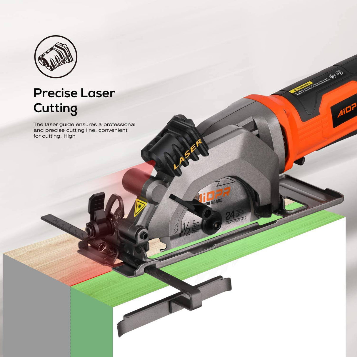 AIOPR 5.8Amp 3500RPM Mini sierra circular sierra compacta con hoja TCT de 4-1/2" 24T (76602) - DIGVICE MX