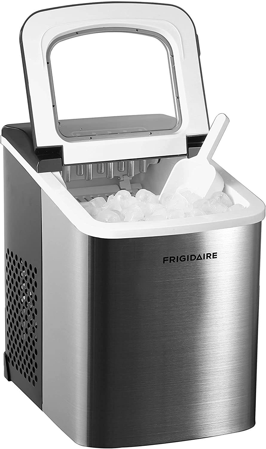 Frigidaire Máquina de hielo compacta para encimera, hace 26 libras de cubitos de hielo en forma de bala por día, acero inoxidable EFIC121/EFIC123 - DIGVICE MX