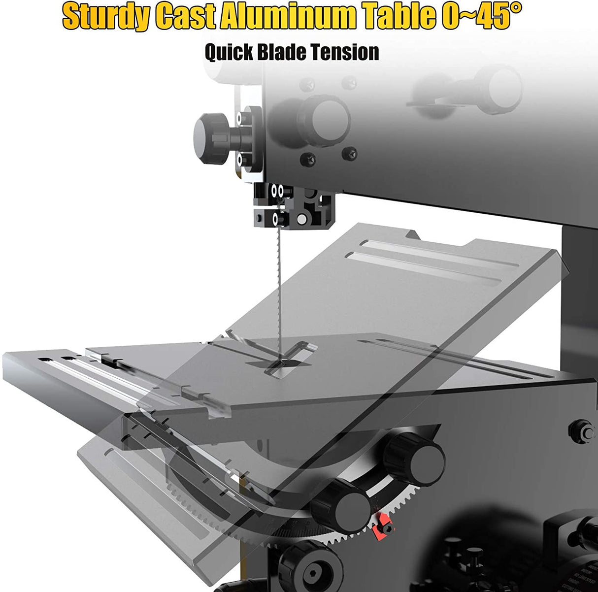 Sierra de cinta Woodskil 3A de 9 pulgadas, motor de inducción de bajo ruido de 2500FPM y 1720RPM, sierra de cinta antivibración con base de acero y mesa de aluminio fundido, llave de seguridad extraíble, sierra de cinta de banco con guía - DIGVICE MX