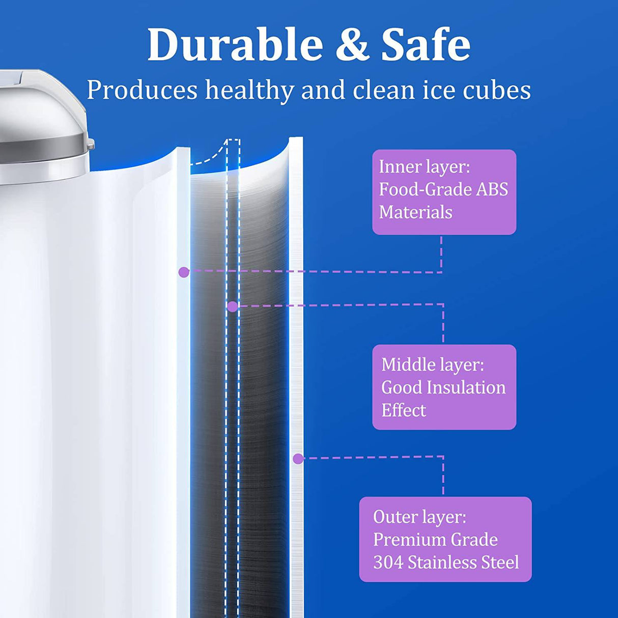 LEUWD - Máquina para hacer hielo en la encimera, 9 cubitos de hielo de bala listos en 6 minutos, cubitos de hielo de 22 libras en 24 horas, autolimpieza, pantalla LCD, máquina de hielo eléctrica de acero inoxidable de 2,1 l con pala de hielo - DIGVICE MX