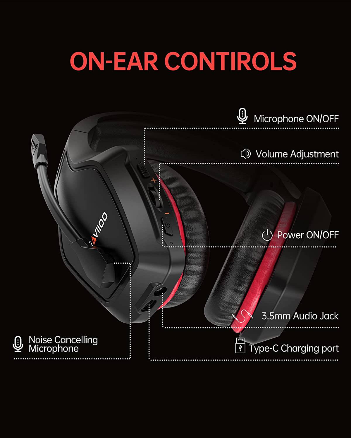 BEAVIIOO 2.4G Auriculares inalámbricos para juegos con micrófono para PC PS4 PS5 Playstation 4 5, Auriculares inalámbricos Bluetooth USB para juegos con micrófono para computadora portátil, 50 horas de reproducción