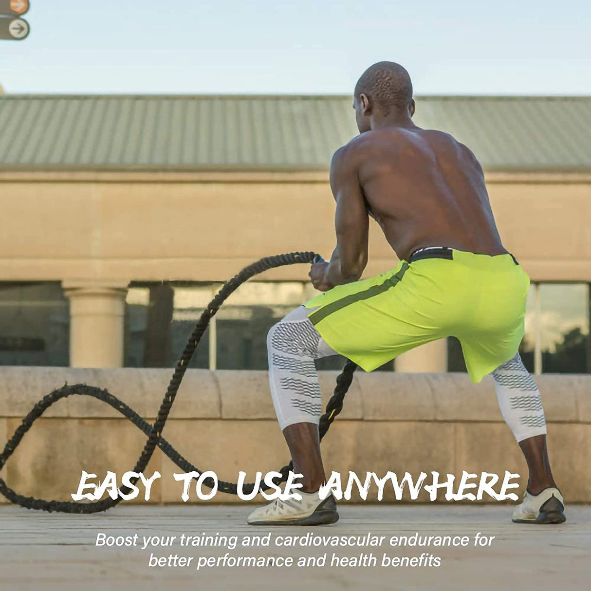 POWER GUIDANCE Cuerda de batalla, 1.5 pulgadas de diámetro Poly Dacron 30 pies de longitud Equipo de ejercicio para gimnasio en casa y entrenamiento al aire libre, ancla de cuerda de batalla incluida