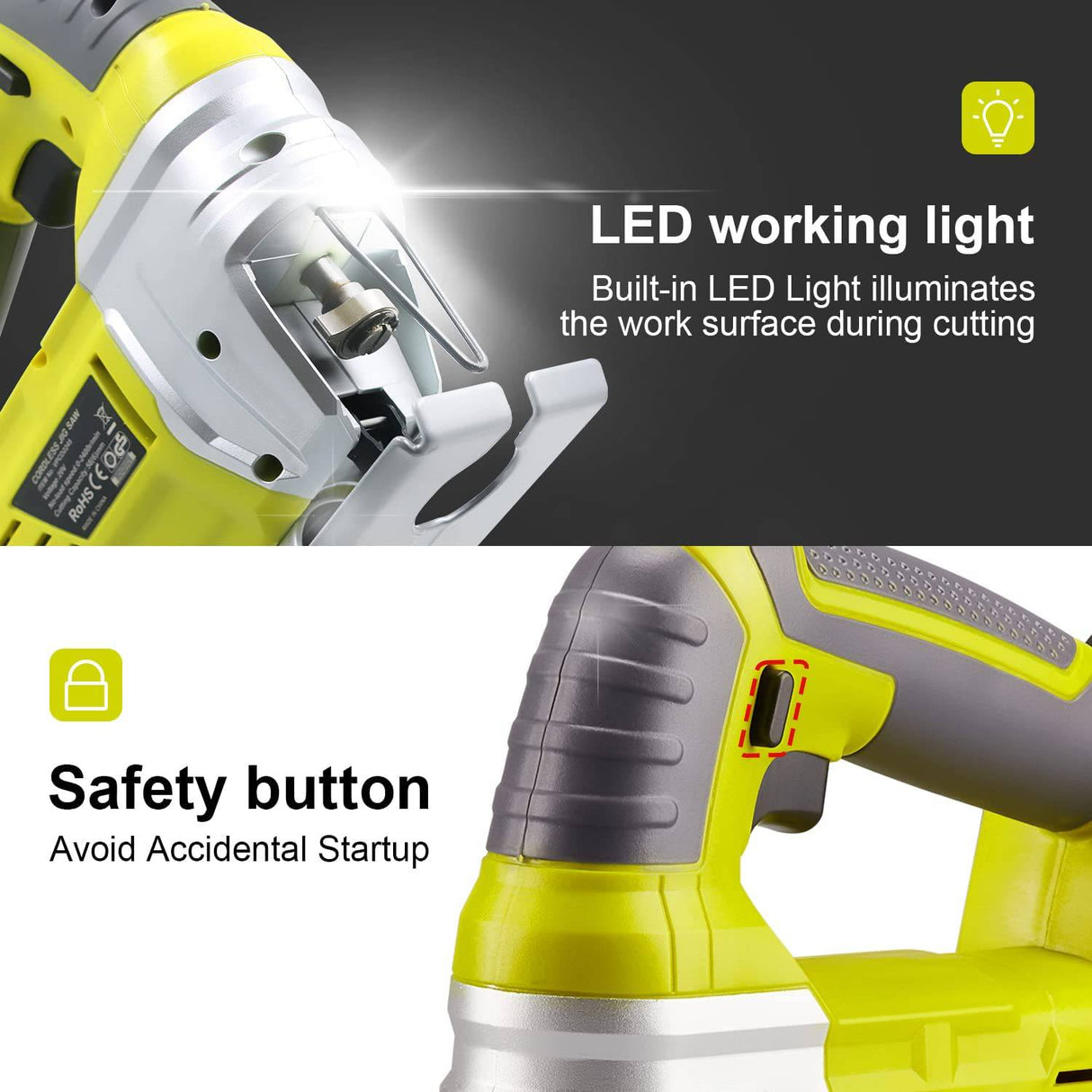 DEWINNER Sierra de calar inalámbrica de 20 V con batería y cargador para carpintería, sierras de calar de mano alimentadas por batería, herramienta de corte de madera - DIGVICE MX