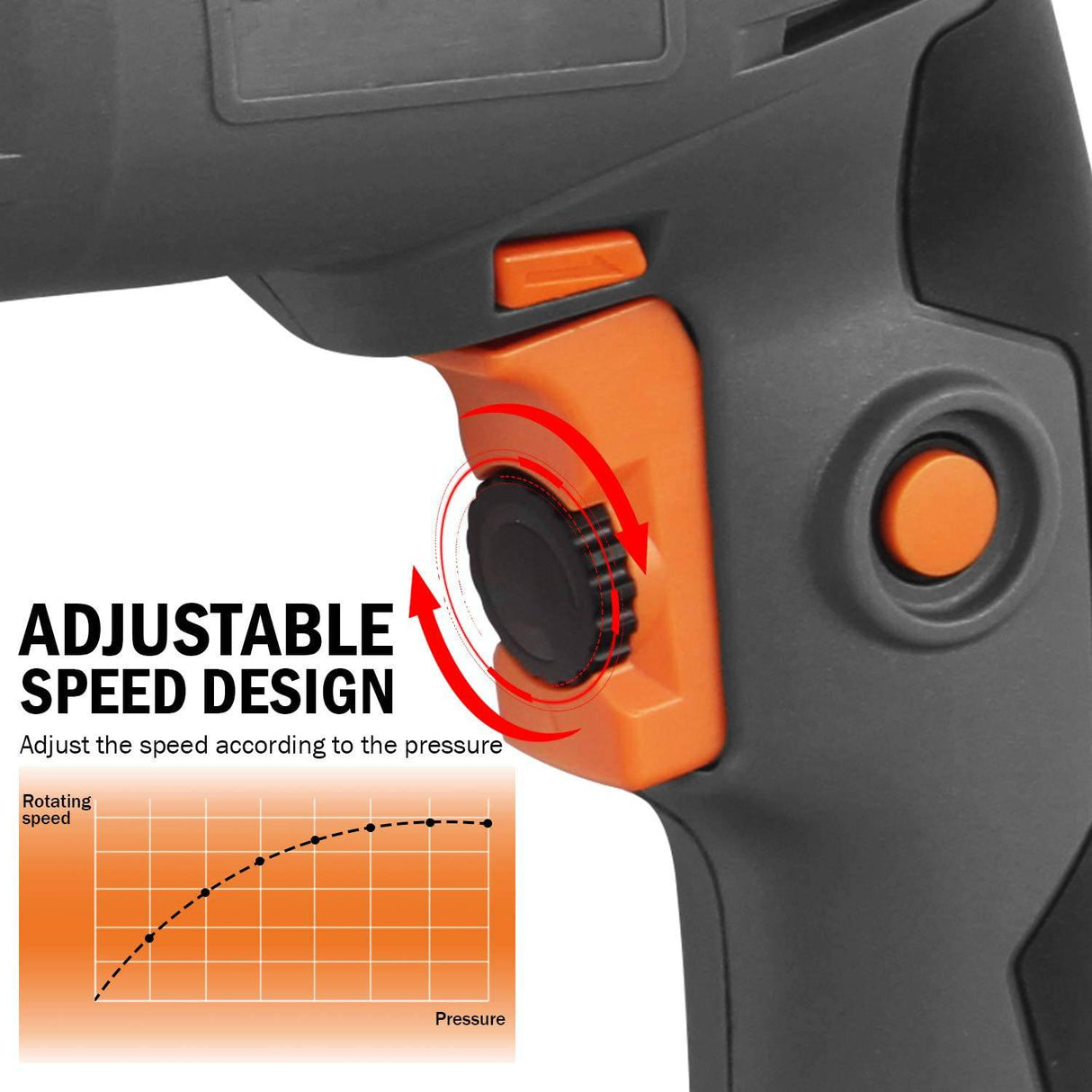 KSEIBI Taladro de martillo eléctrico con cable de 1/2 pulgada, máquina de perforación pequeña de 6 amperios, velocidad variable, 0-2600 RPM, medidor de profundidad, taladro de impacto de función inversa (KSB 710-D) - DIGVICE MX