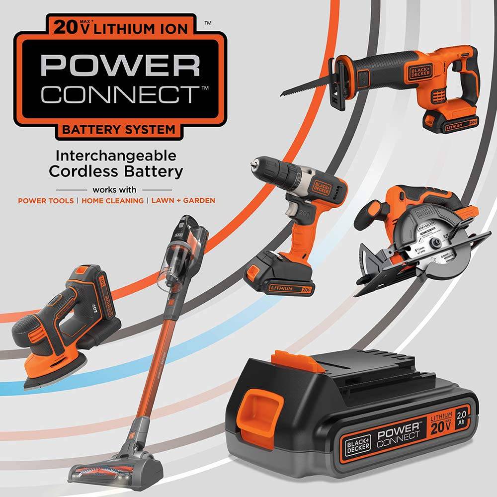 BLACK+DECKER 20V MAX* POWERCONNECT Taladro/destornillador inalámbrico + kit combinado de destornillador de impacto (BD2KITCDDI) - DIGVICE MX