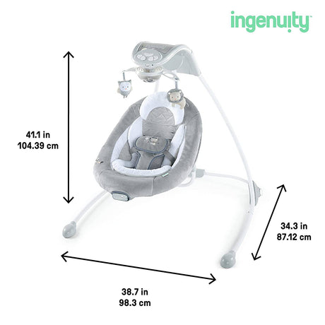 Ingenuity InLighten Baby Swing - Tela de malla fresca, vibraciones, asiento giratorio para bebés, sonidos de la naturaleza, móvil motorizado iluminado - Braden - DIGVICE MX
