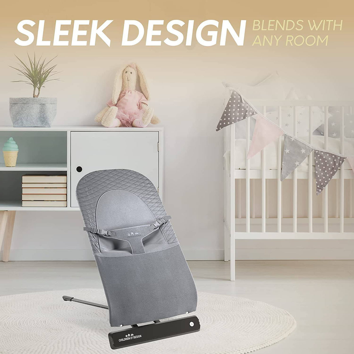 Children of Design Mecedora eléctrica para bebés, recién nacidos y bebés, columpio portátil para bebés y asiento mecedor con música y balanceo y vibraciones naturales, múltiples posiciones + control remoto - gris - DIGVICE MX