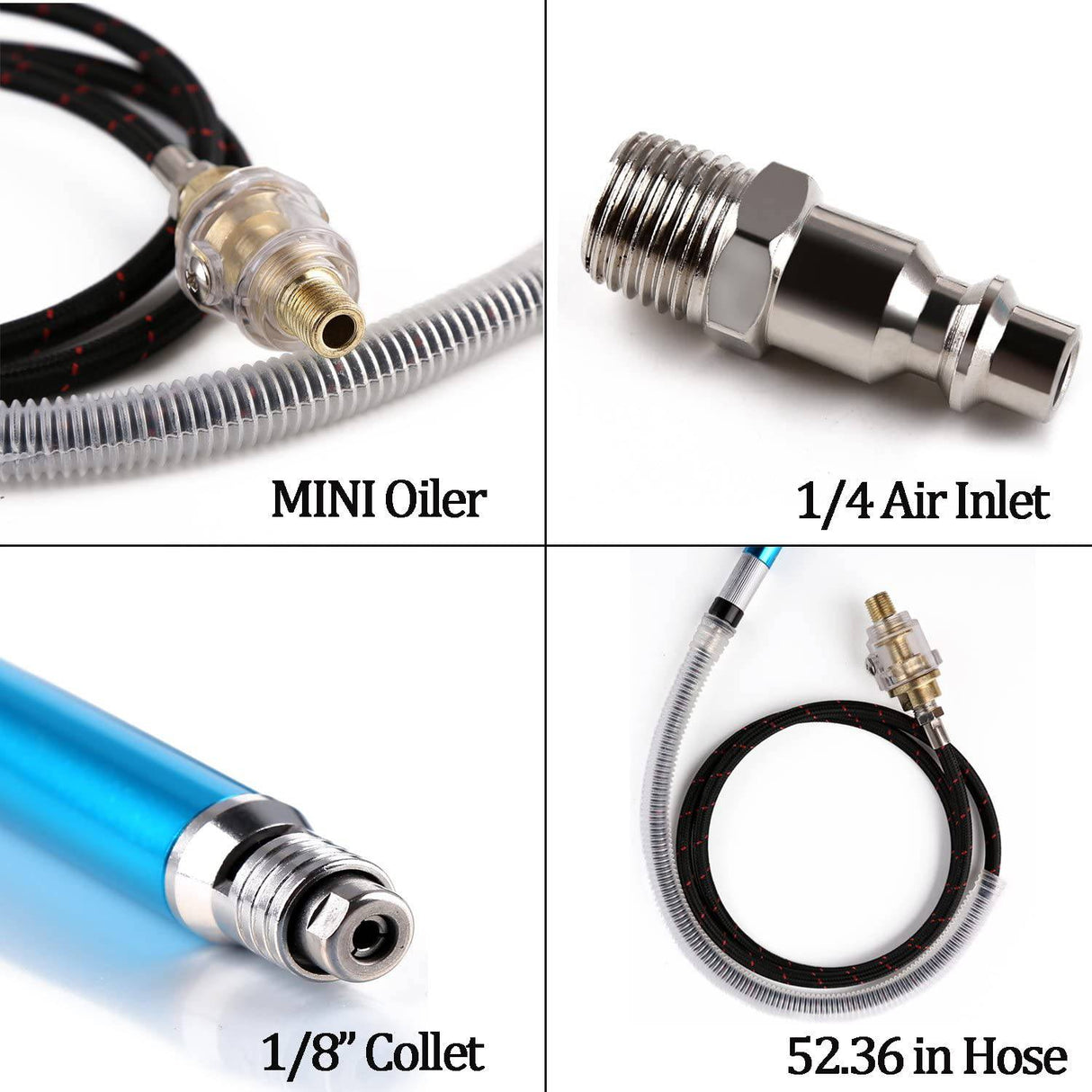 Valianto 1/8" (3 mm) Micro amoladora de aire, amoladora neumática tipo lápiz, velocidad libre de 58000 RPM - DIGVICE MX