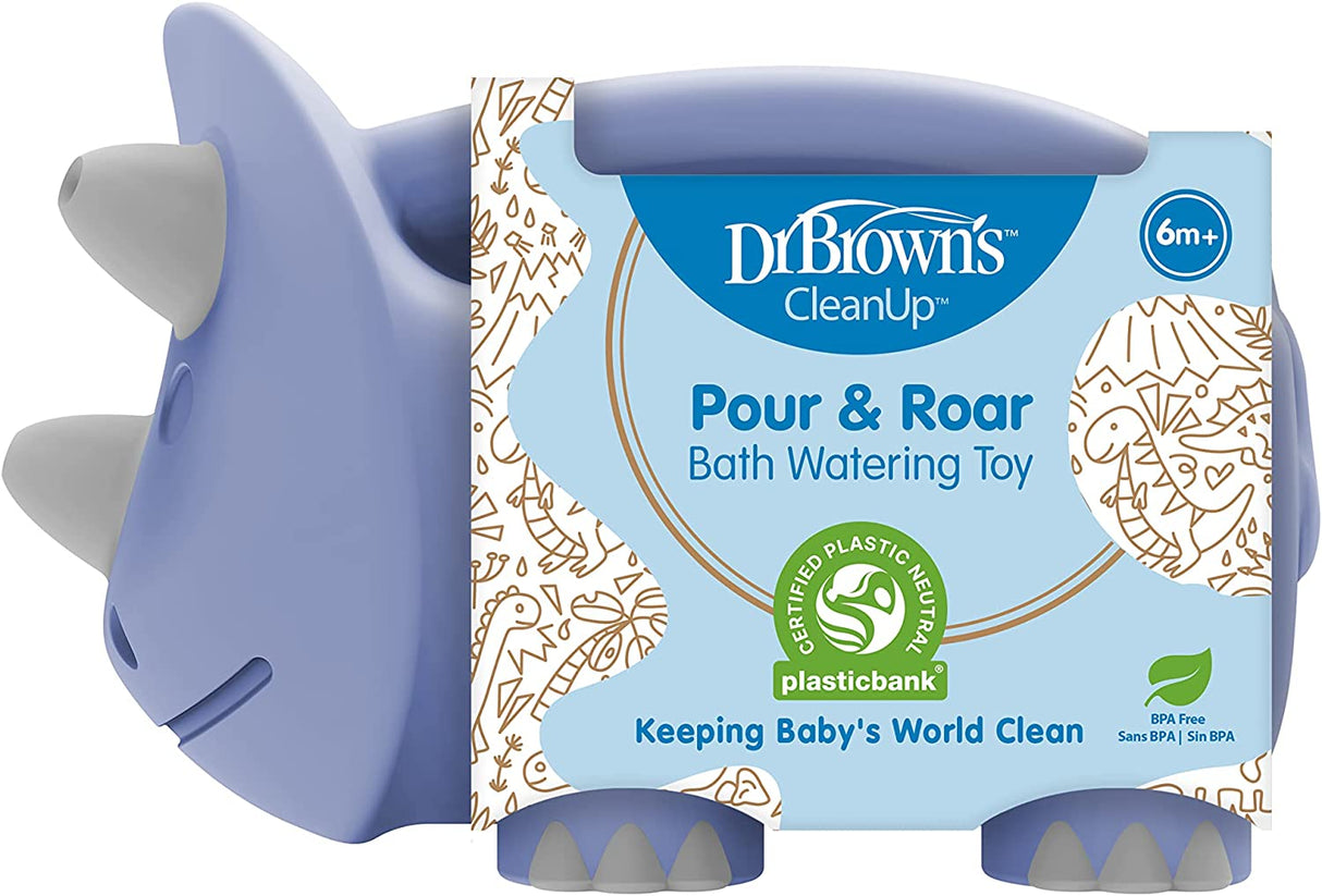 Dr. Brown's CleanUp Pour & Roar Regadera, Baby Bath Essentials Kids Toy, 6+ Months BPA Free, Plastic Neutral Certificado - BL002-P6