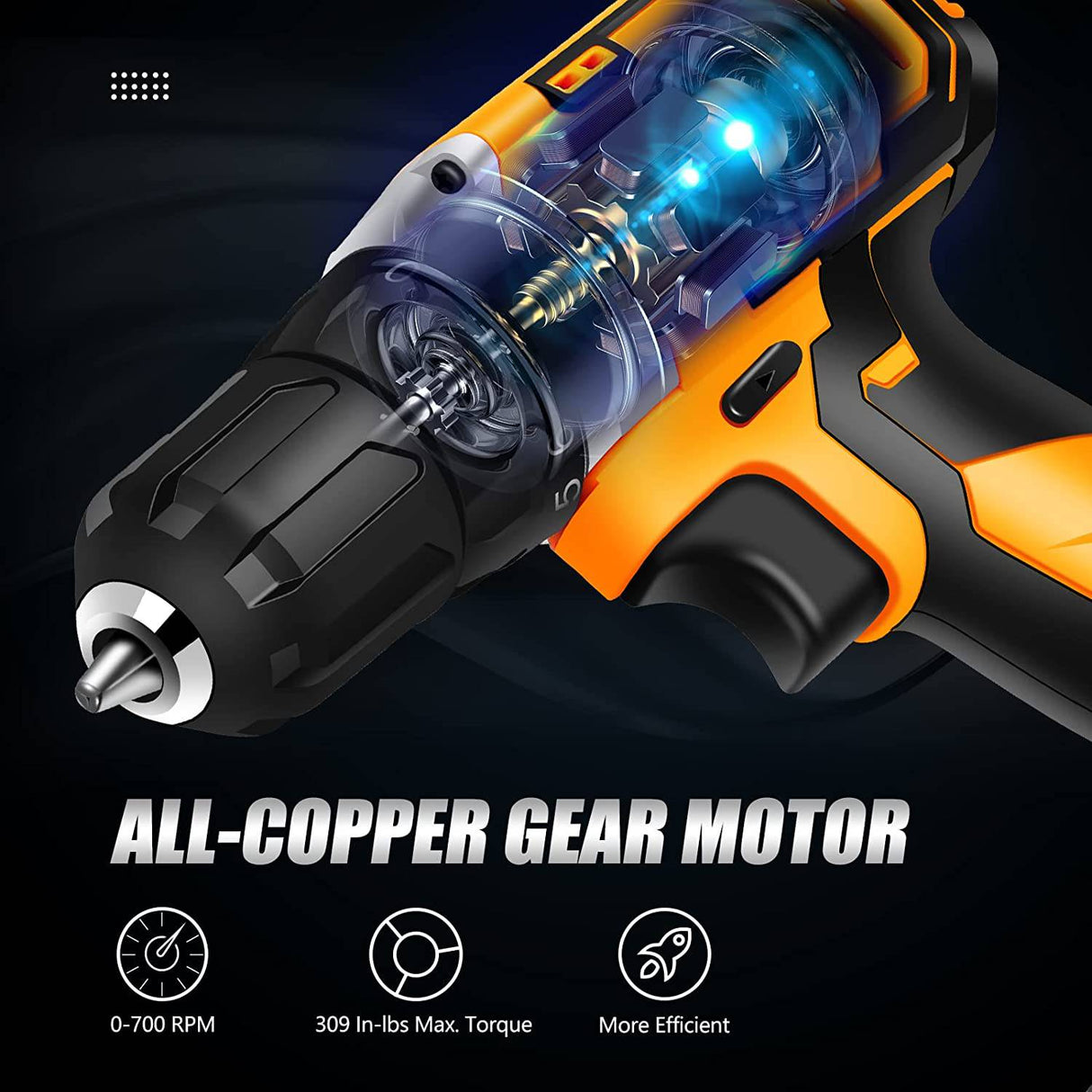 WORKSITE Kit de taladro/destornillador inalámbrico, juego de brocas compactas de 20 V MAX de 3/8 pulgadas con batería de 2.0 A, cargador, par máximo de 309 pulgadas en libras, 24 accesorios - DIGVICE MX