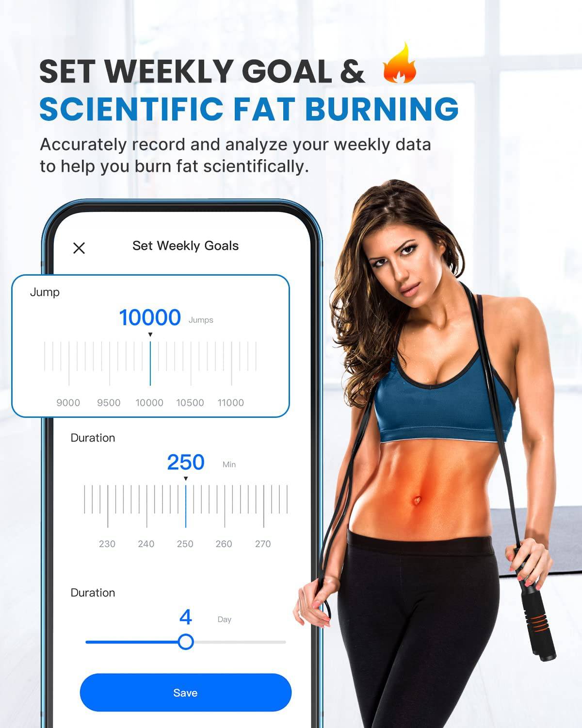 RENPHO - Cuerda de saltar inteligente, cuerda de saltar de fitness con análisis de datos de aplicación, cuerdas de saltar de entrenamiento