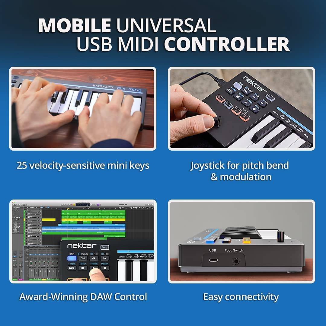Nektar Impact GX Mini - Teclado controlador USB MIDI con integración Nektar DAW