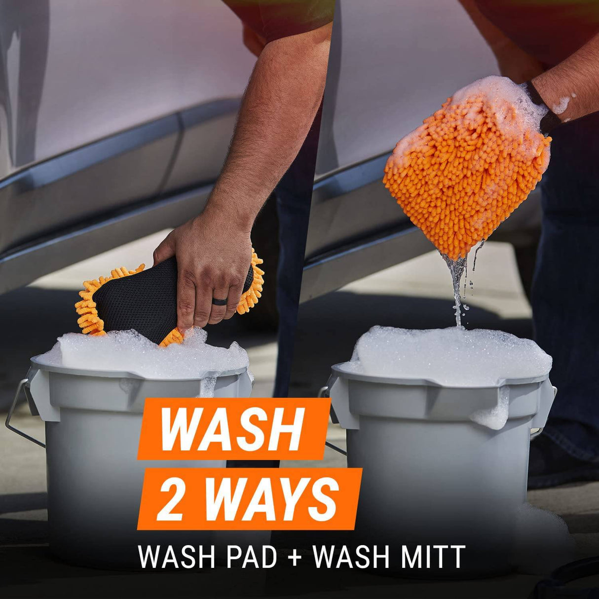 Armor All - Juego de manoplas y almohadillas de microfibra para lavado de autos, lavable a máquina, limpiador altamente absorbente para suciedad e insectos