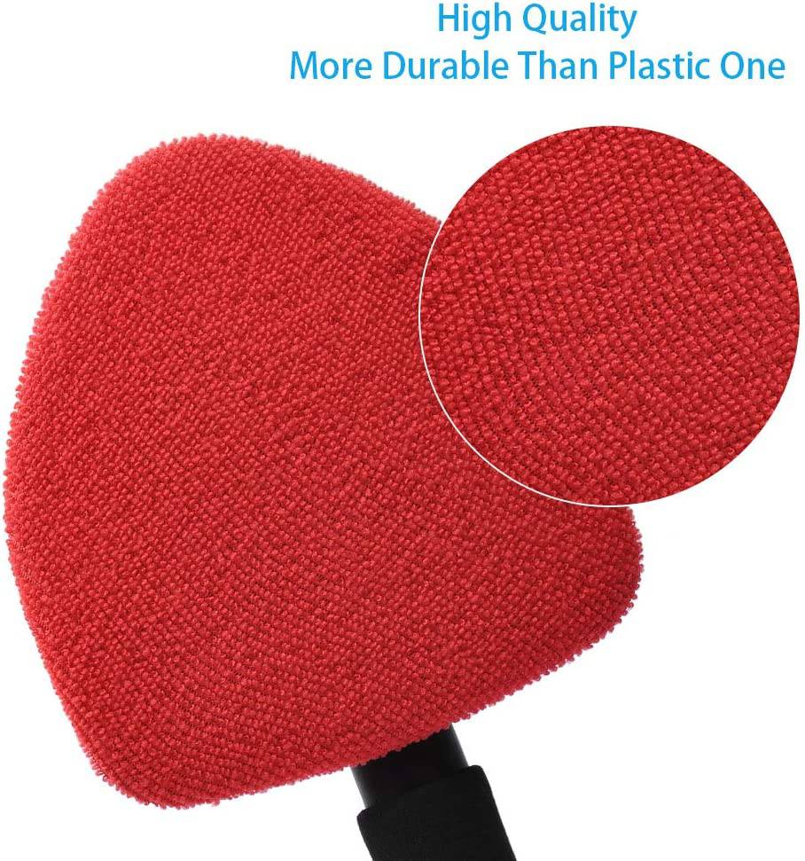 AutoEC Herramienta de limpieza de parabrisas de ventana, varita limpiadora de parabrisas de coche con mango extensible, limpiador de cristal exterior interior automático para uso en el hogar, oficina, capó de microfibra lavable y reutilizable (2 unidades)