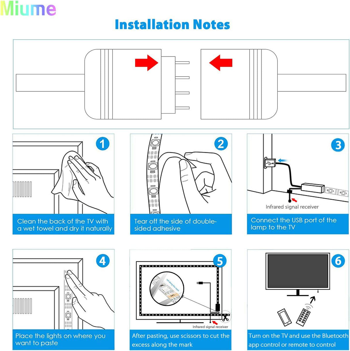 Miume Retroiluminación Led Music tv con tira de luces LED de 16,4 pies para TV de 61-80 pulgadas, retroiluminación Led de TV alimentada por USB RGB con aplicación y Control remoto - DIGVICE MX