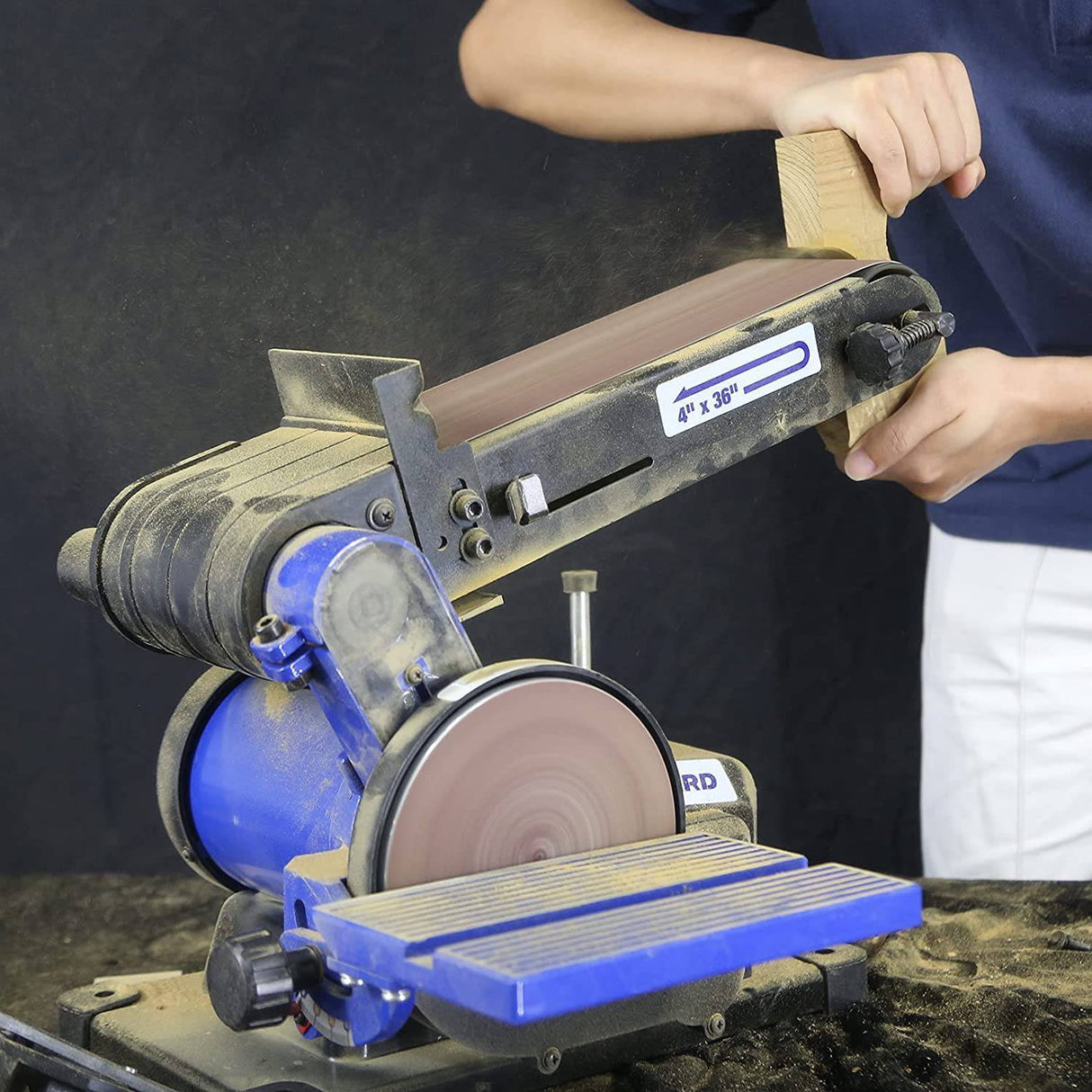 Combo de lijadora de disco de banda BILT HARD 4.3A, disco de 6 pulgadas y lijadora de banda de 4 x 36 pulgadas para carpintería, con kit de papel de lija de 6 piezas - DIGVICE MX