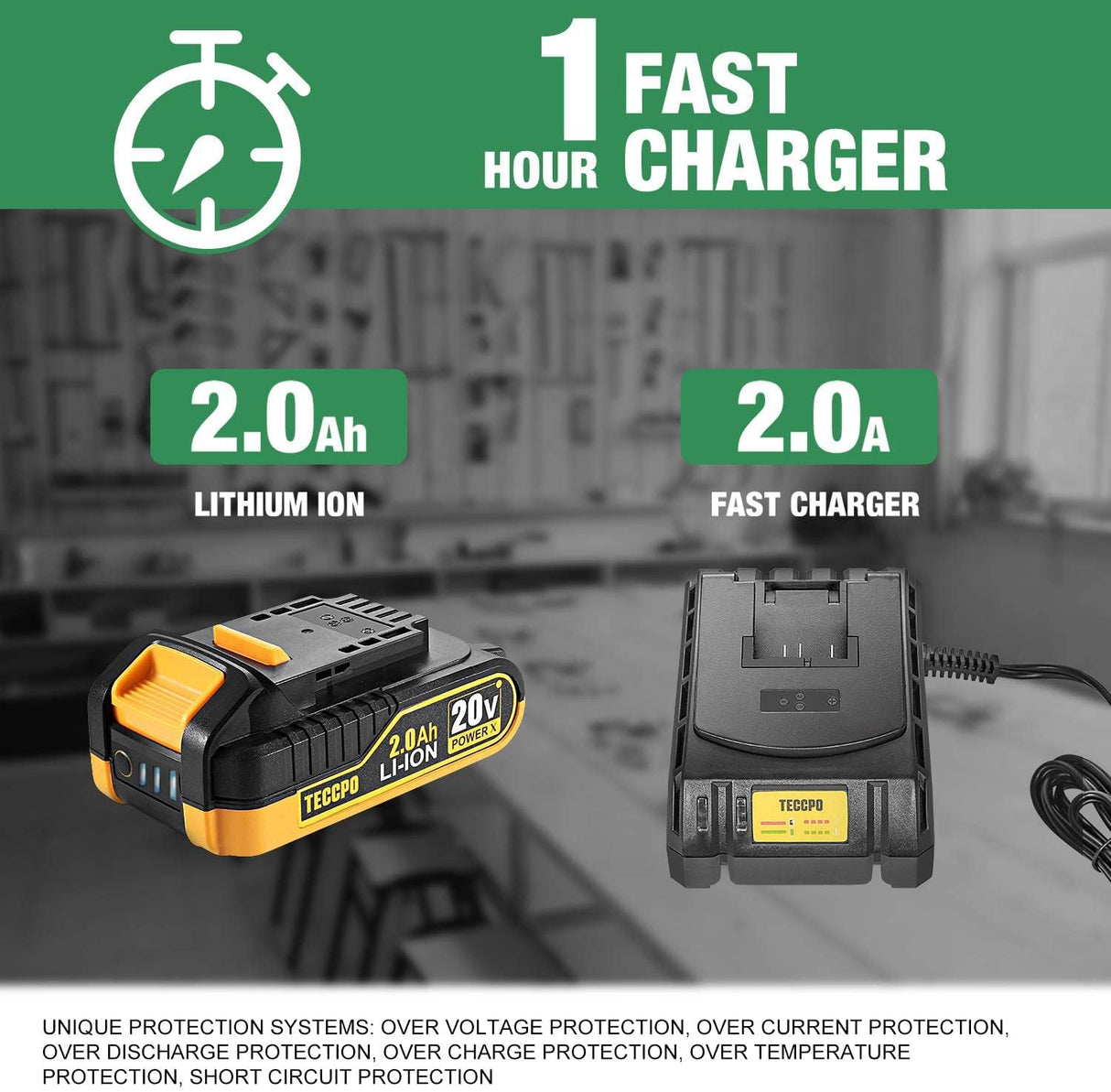 TECCPO Taladro conductor, 20V Taladro inalámbrico con baterías 2 x 2000 mAh, Cargador rápido de 30 minutos 4.0 A, accesorios de 29 piezas - DIGVICE MX