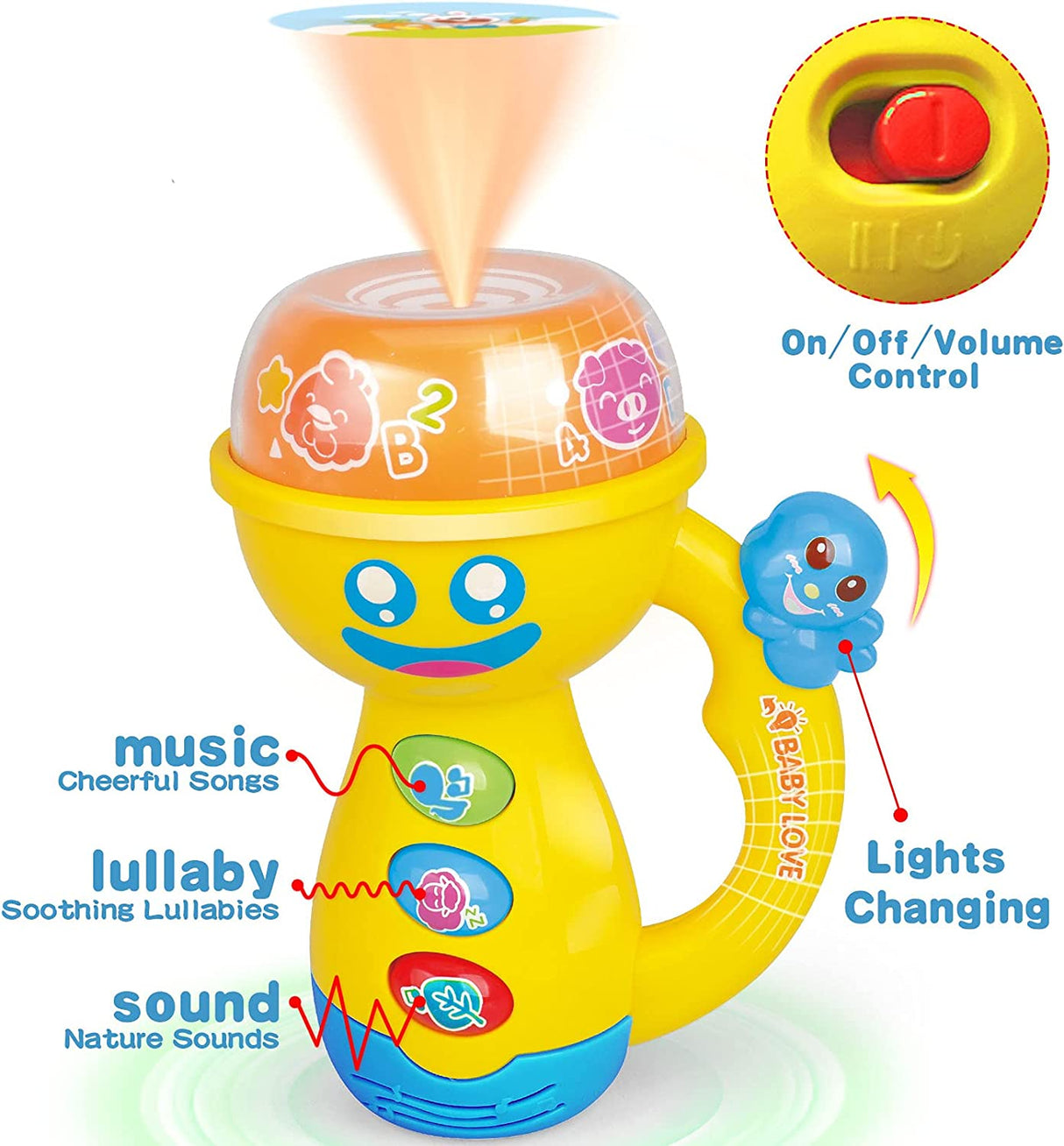 HISTOYE - Linterna musical para niños, juguetes para niños pequeños, proyector de luz nocturna - B096FS9G1Y