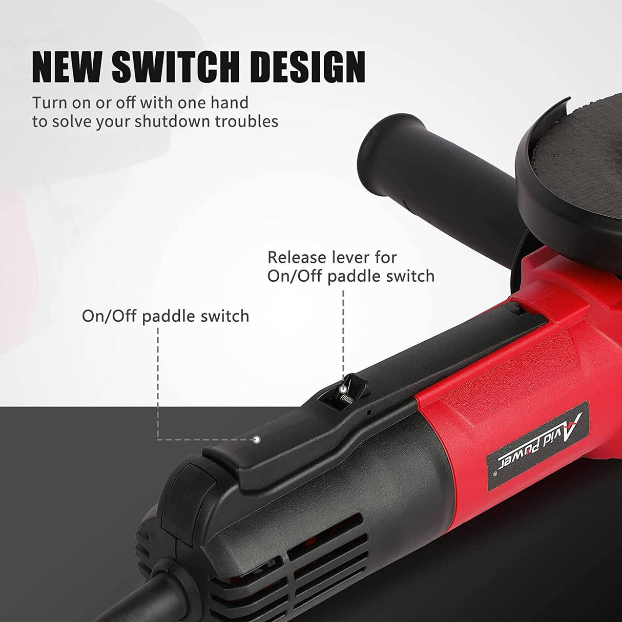 Amoladora angular AVID POWER con interruptor de paleta, amoladora de metal de 8 amperios con rueda de molienda de 4-1/2 pulgadas, herramienta de amoladora angular eléctrica de 12000 RPM con mango lateral ajustable - DIGVICE MX