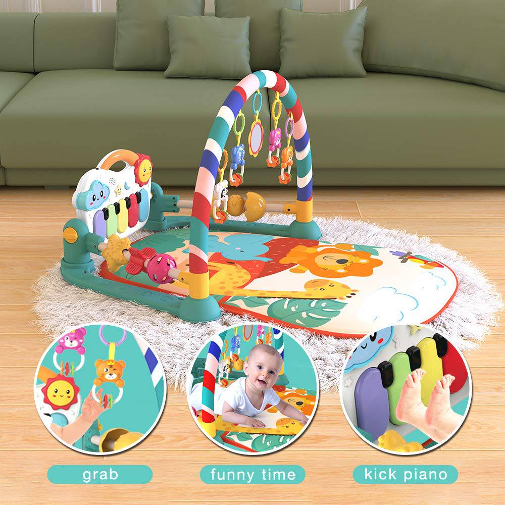 Eners Baby Gyms Play Mats Centro de actividades musicales Kick & Play Piano Gym Tummy Time Colchoneta acolchada para recién nacidos (verde) - DIGVICE MX