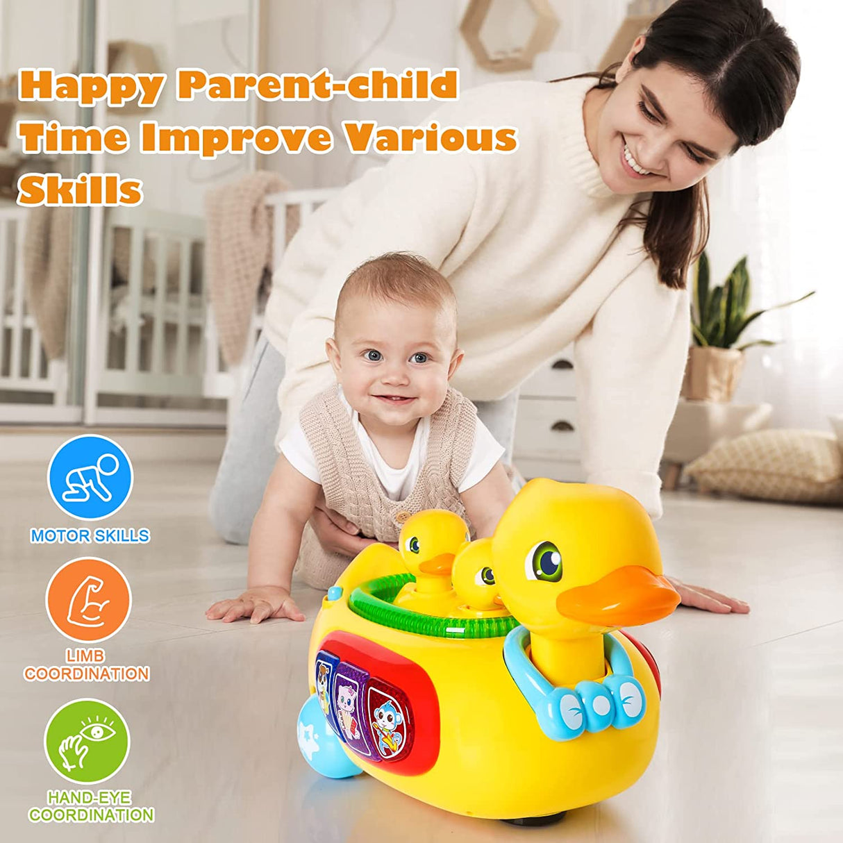 LACCHOUFEE Juguetes para bebés, Pato musical para gatear - B0B9998DCQ