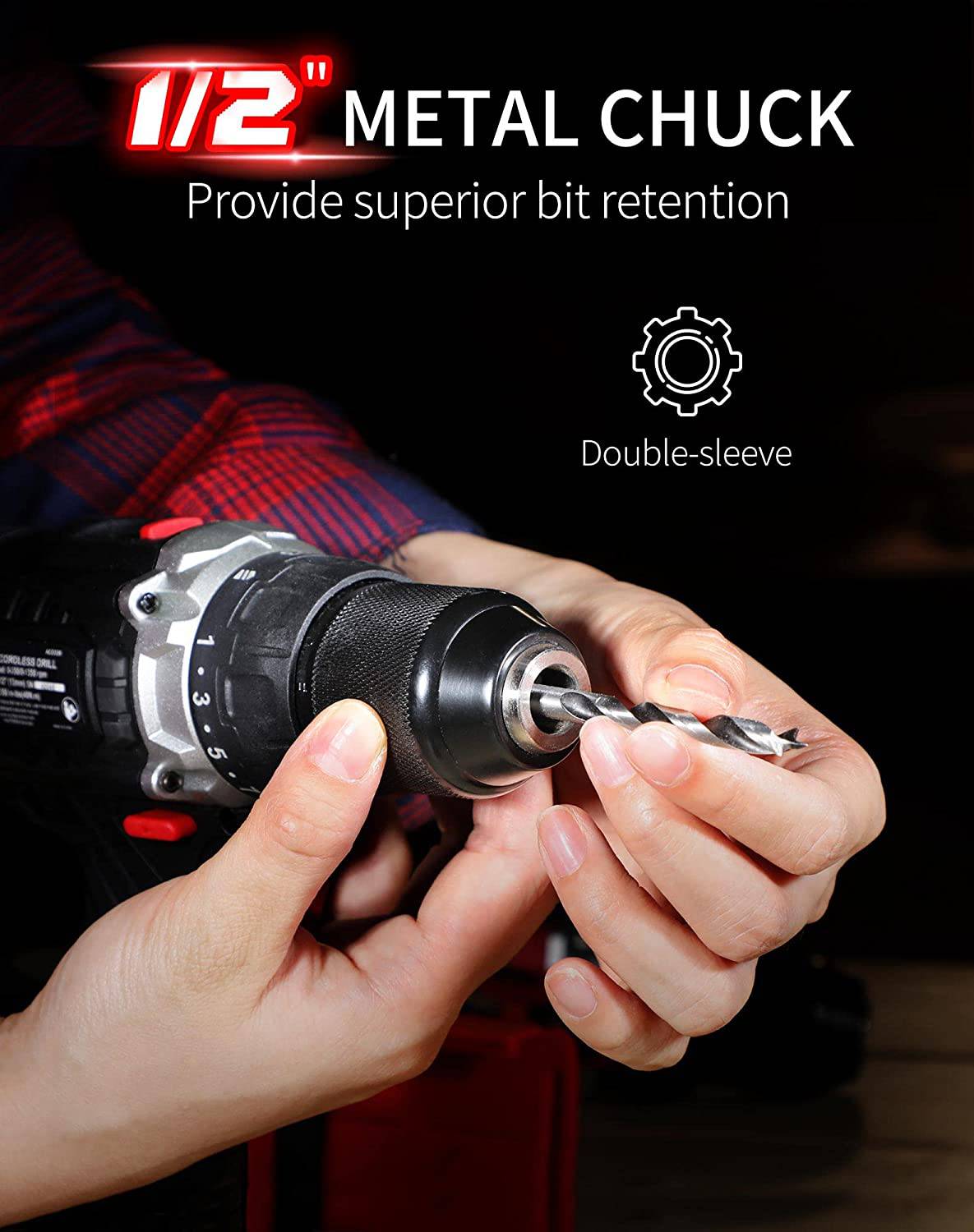 AVID POWER Juego de brocas eléctricas inalámbricas de 20 V con batería y cargador rápido, velocidad variable, ajuste de par 23+1, kit de taladro de accesorios de 23 piezas - DIGVICE MX