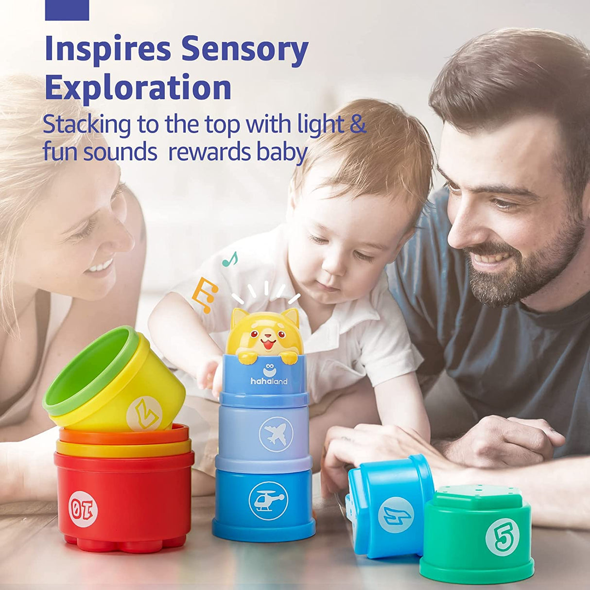 hahaland Vasos apilables Juguetes para bebés de 12 a 18 meses, Juguetes apilables de aprendizaje B08SQND4SV