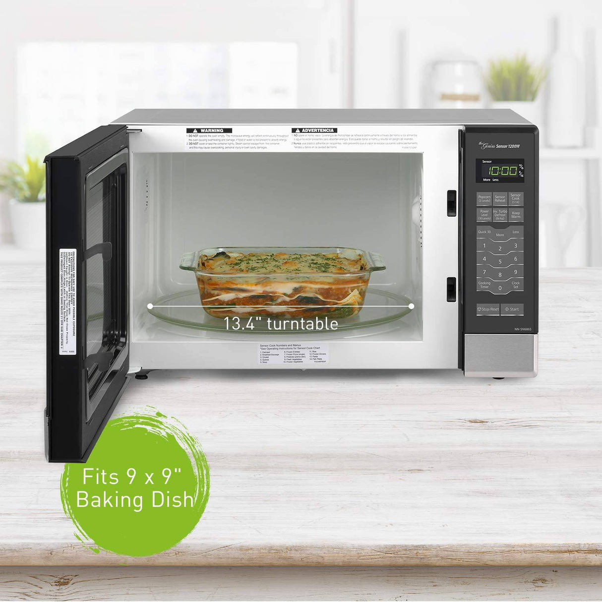 Panasonic NN-SN686S - Horno de microondas de acero inoxidable para encimera/empotrado con tecnología Inverter y sensor Genius, 1,2 pies cúbicos, 1200 W - DIGVICE MX