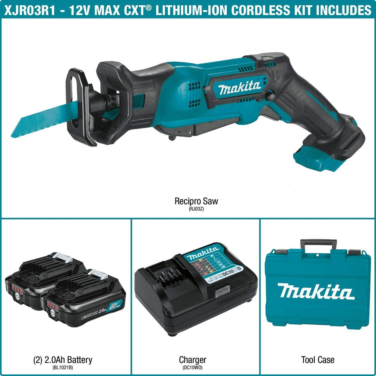 Makita RJ03R1 12V Max CXT Kit de sierra alternativa inalámbrica de iones de litio - DIGVICE MX