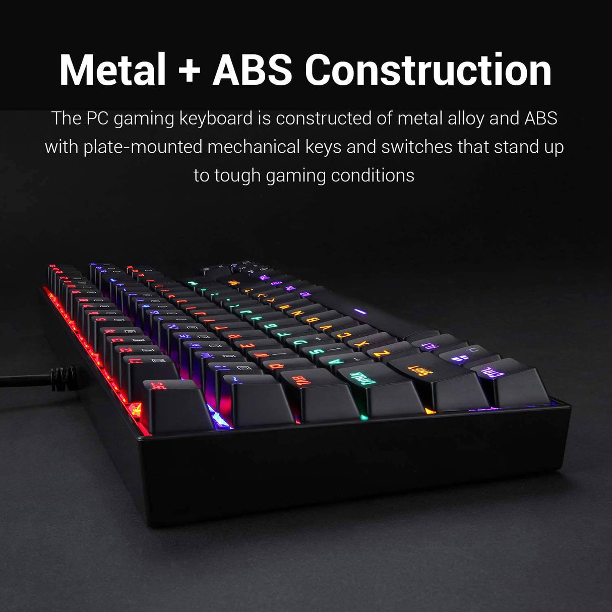 Redragon K552 Teclado mecánico para juegos RGB LED Arco iris retroiluminado Teclado con cable con interruptores rojos para Windows Gaming PC (87 teclas, negro)