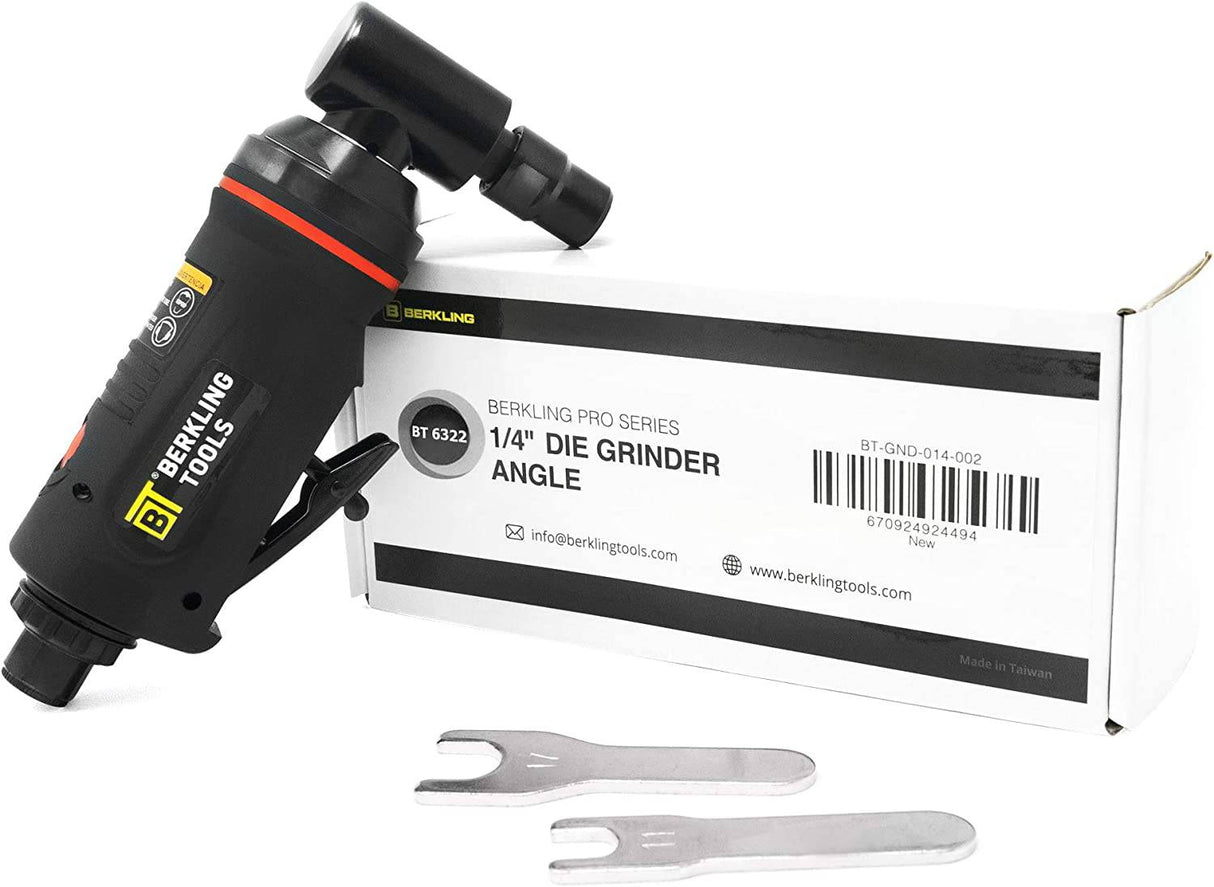 Berkling Tools - Molinillo de aire de 1/4 pulgadas, grado profesional, resistente, con control de velocidad variable (ángulo, ángulo recto) - DIGVICE MX