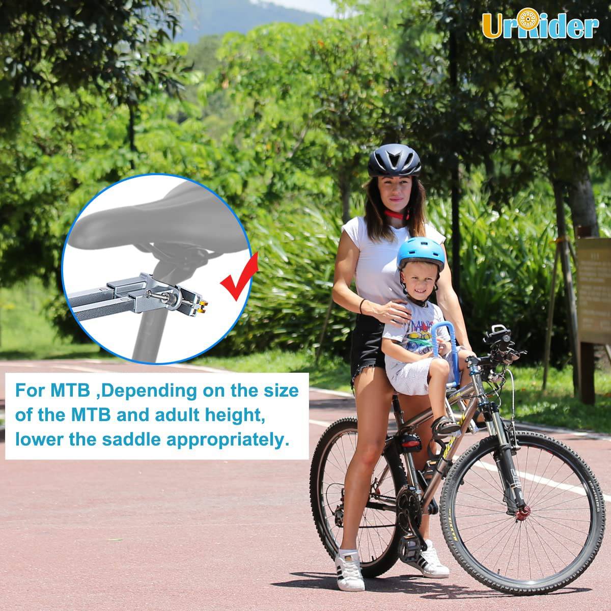 UrRider Asiento de bicicleta para niños, asiento de bicicleta para niños de montaje frontal, plegable, portátil, sin herramientas, liberación rápida, actualización, para niños de 2 a 6 años (hasta 60 libras) - DIGVICE MX
