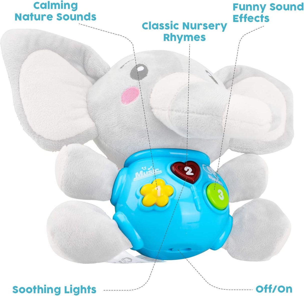 STEAM Life Baby Toys - Elefante de peluche para bebés - SL88001