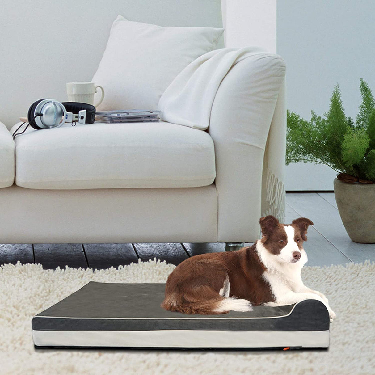 Laifug - Cama ortopédica extragrande de espuma viscoelástica para perros con almohada y forro duradero a prueba de agua y funda extraíble lavable y diseño inteligente - DIGVICE MX