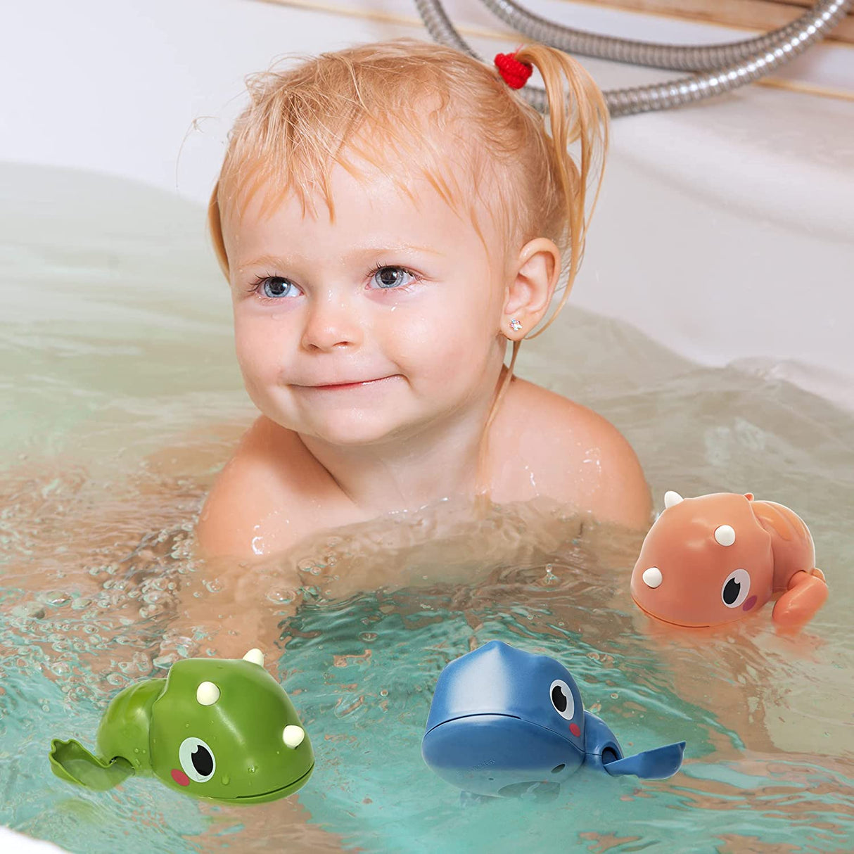 LiKee Juguetes de baño para bebés, dinosaurios flotantes de cuerda - Tyrannosaurus