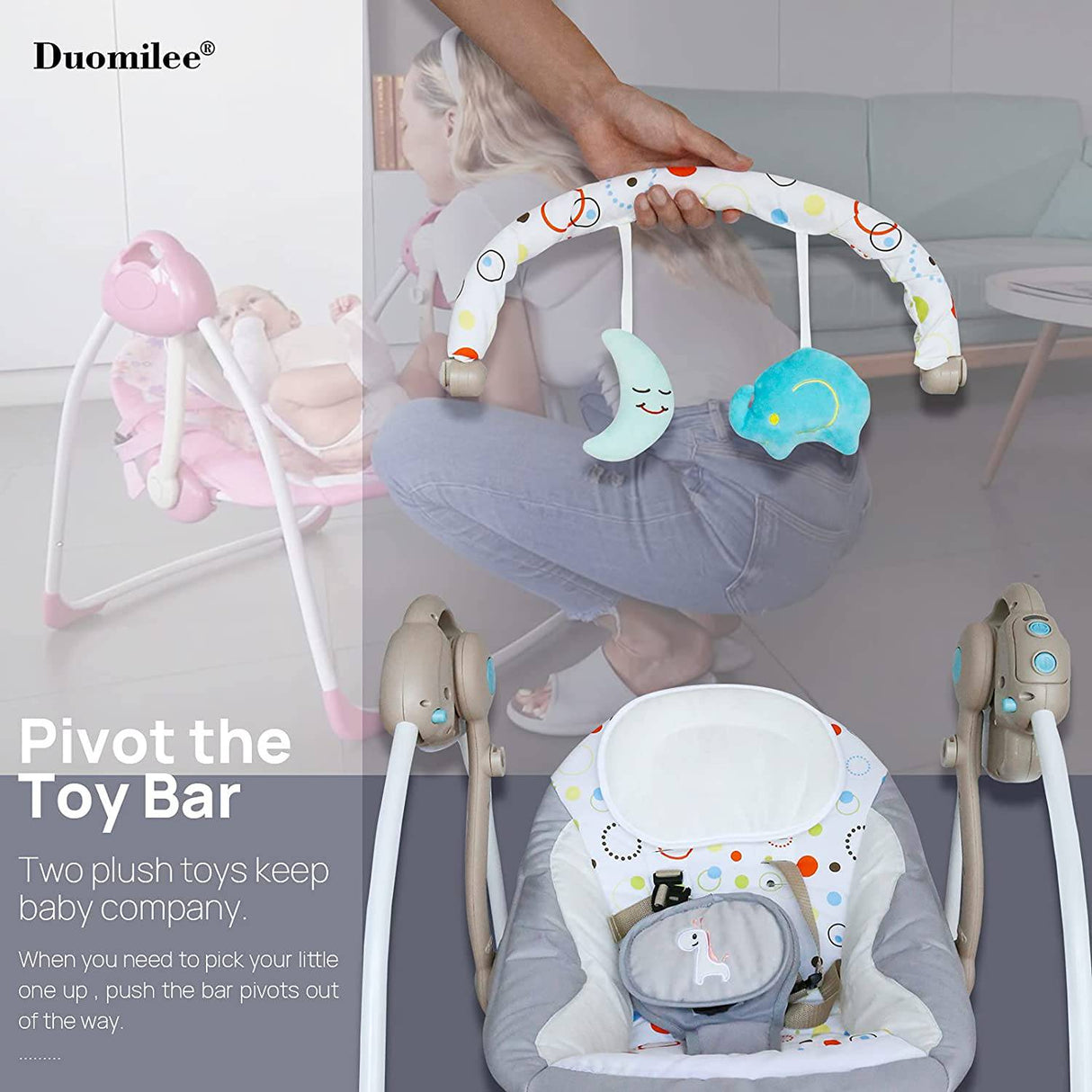 DUOMILEE - Columpio portátil relajante para bebés, eléctrico para bebés con caja de vibración de música inteligente, Resistencia de carga de la mecedora cómoda: 6-25 lb, Objeto aplicable: 0-9 meses para bebés. - DIGVICE MX