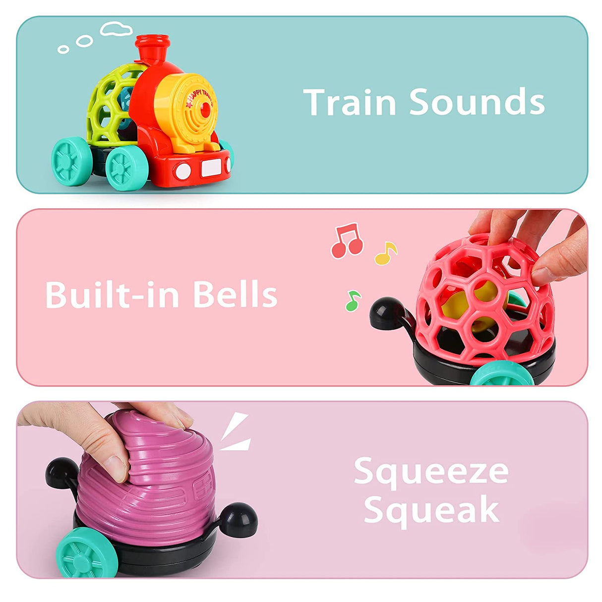 iPlay, iLearn Baby Train Soft Ball Sonajero Juguetes, Infantil Musical Push Go Car Sonajeros, Desarrollo Agarre Sensorial - B09T32W228