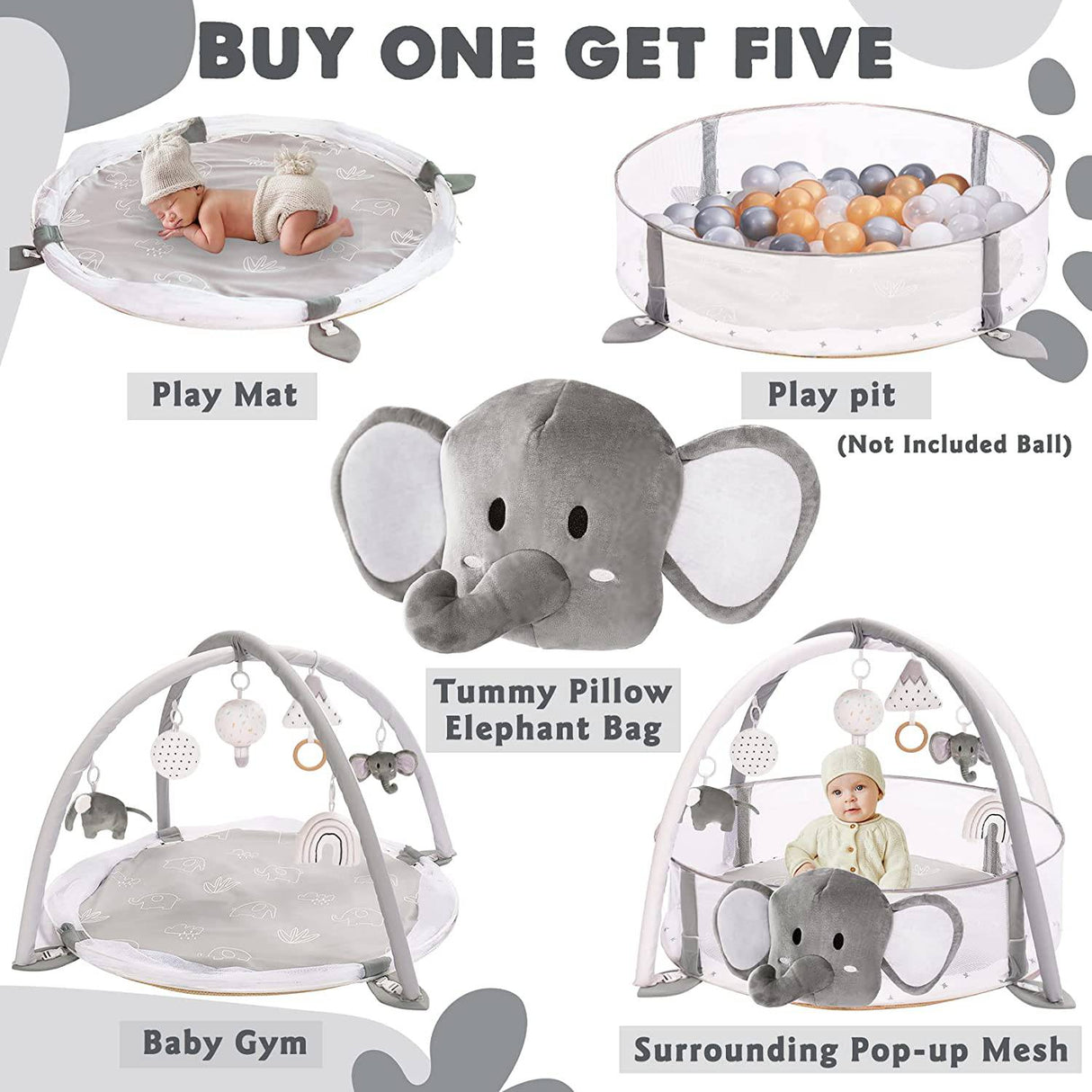 Crisschirs - Gimnasio de actividades para bebés 5 en 1 XL grande y hoyo de pelota - Combinación de gimnasio de actividades para bebés y hoyo de pelota para exploración sensorial y desarrollo de habilidades motoras - DIGVICE MX