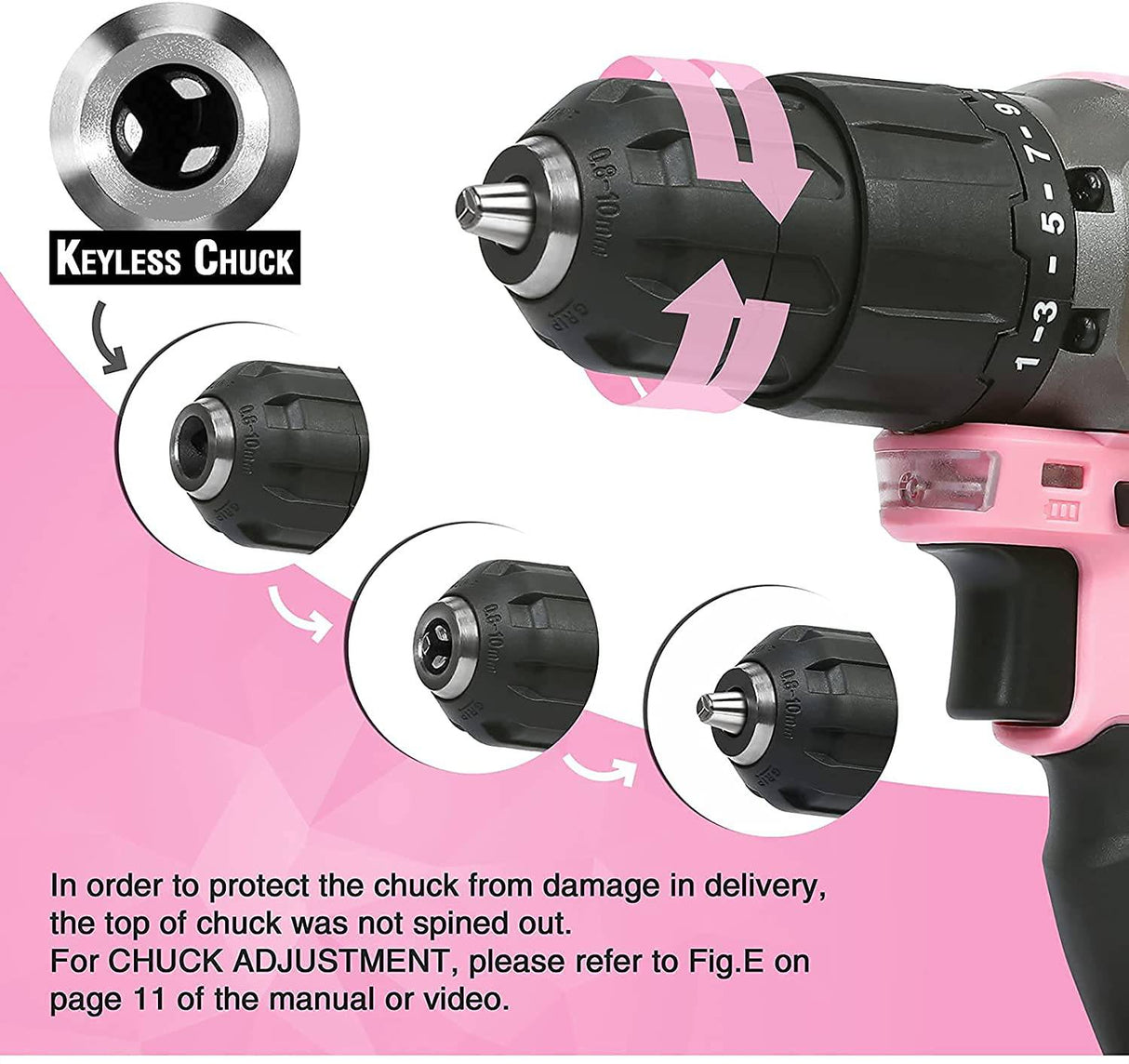 WORKPRO Pink Wireless - Juego de destornilladores de iones de litio de 20 V, 1 batería, cargador y bolsa de almacenamiento incluidos, cinta rosa - DIGVICE MX