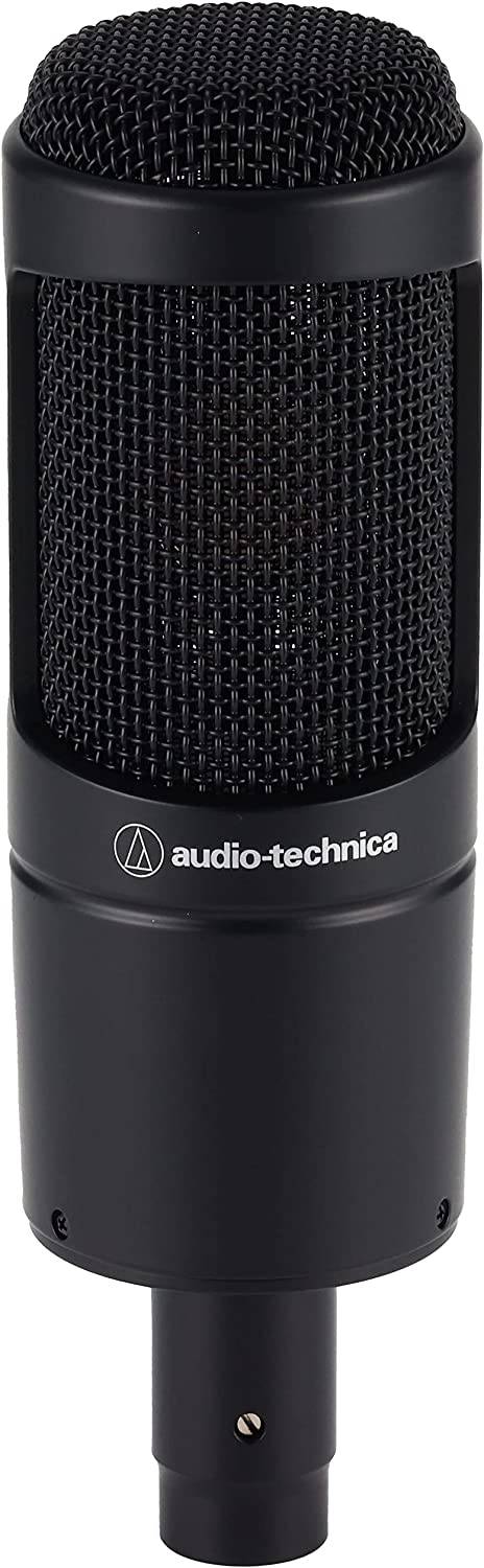Audio-Technica AT2035 Micrófono de condensador cardioide, perfecto para estudio, podcasting y transmisión, salida XLR, incluye soporte de choque personalizado