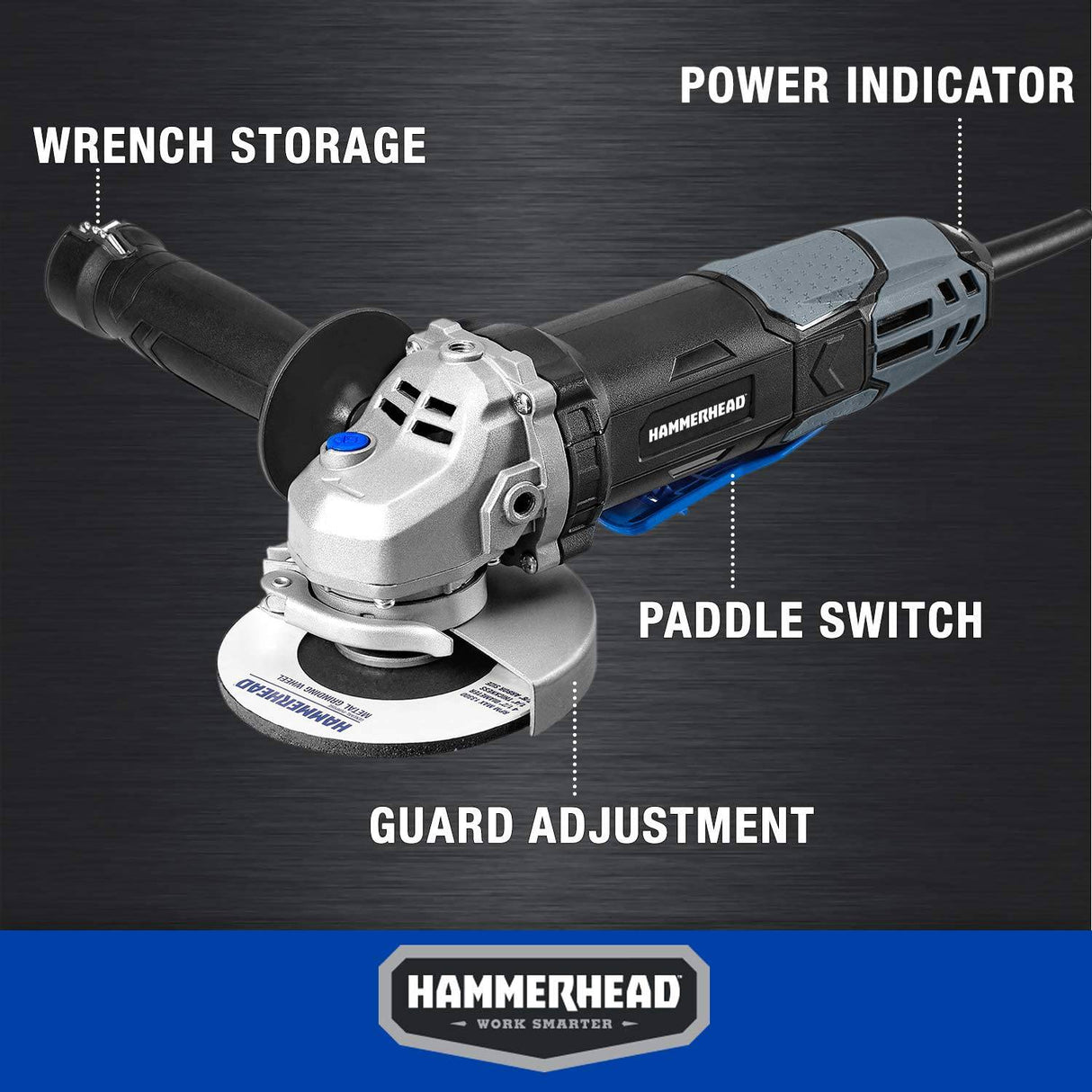 Amoladora angular Hammerhead de 6 amperios y 4-1/2 pulgadas con 3 muelas abrasivas - HAAG060 - DIGVICE MX