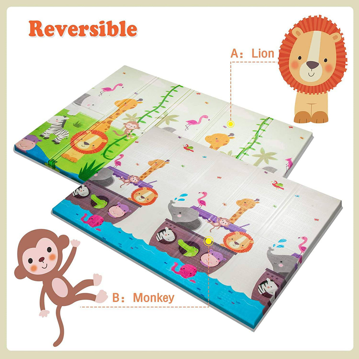 UANLAUO Baby Play Mat, Playmat, Baby Mat Plegable Extra Grande Espuma Gruesa Crawling Playmats Reversible Impermeable Portátil Playmat para Bebés - DIGVICE MX