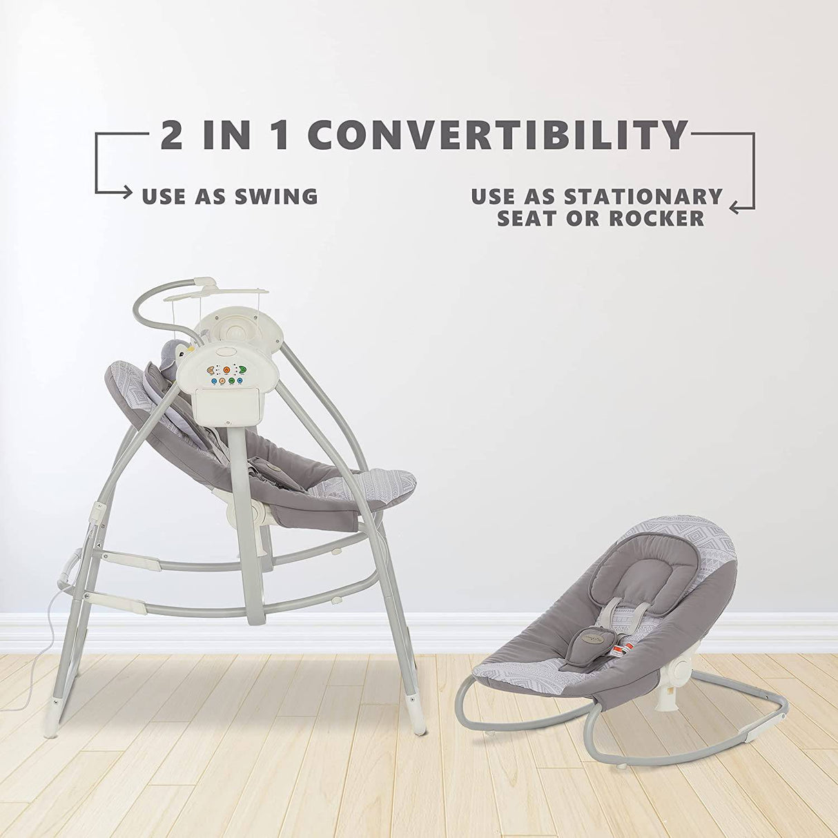 Dream On Me Sway Columpio y balancín 2 en 1, gris - DIGVICE MX