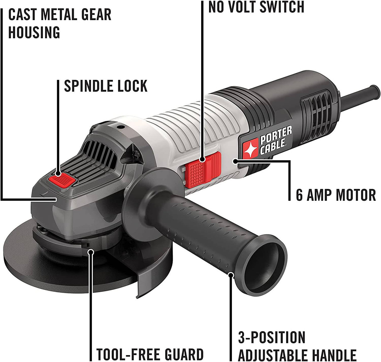 Herramienta de amoladora angular PORTER-CABLE, 4-1/2 pulgadas, 6 amperios (PCEG011) - DIGVICE MX