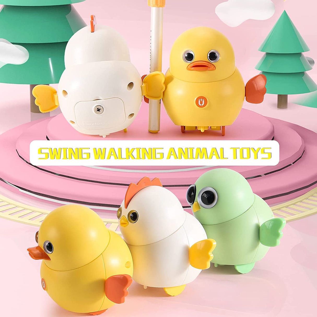 YONGSHUO Baby Electric Walking Animal Team Chick, Ducks, Owl, Funny Magnetic Swinging Squad Juguetes para niños- B08Z7NBVC6