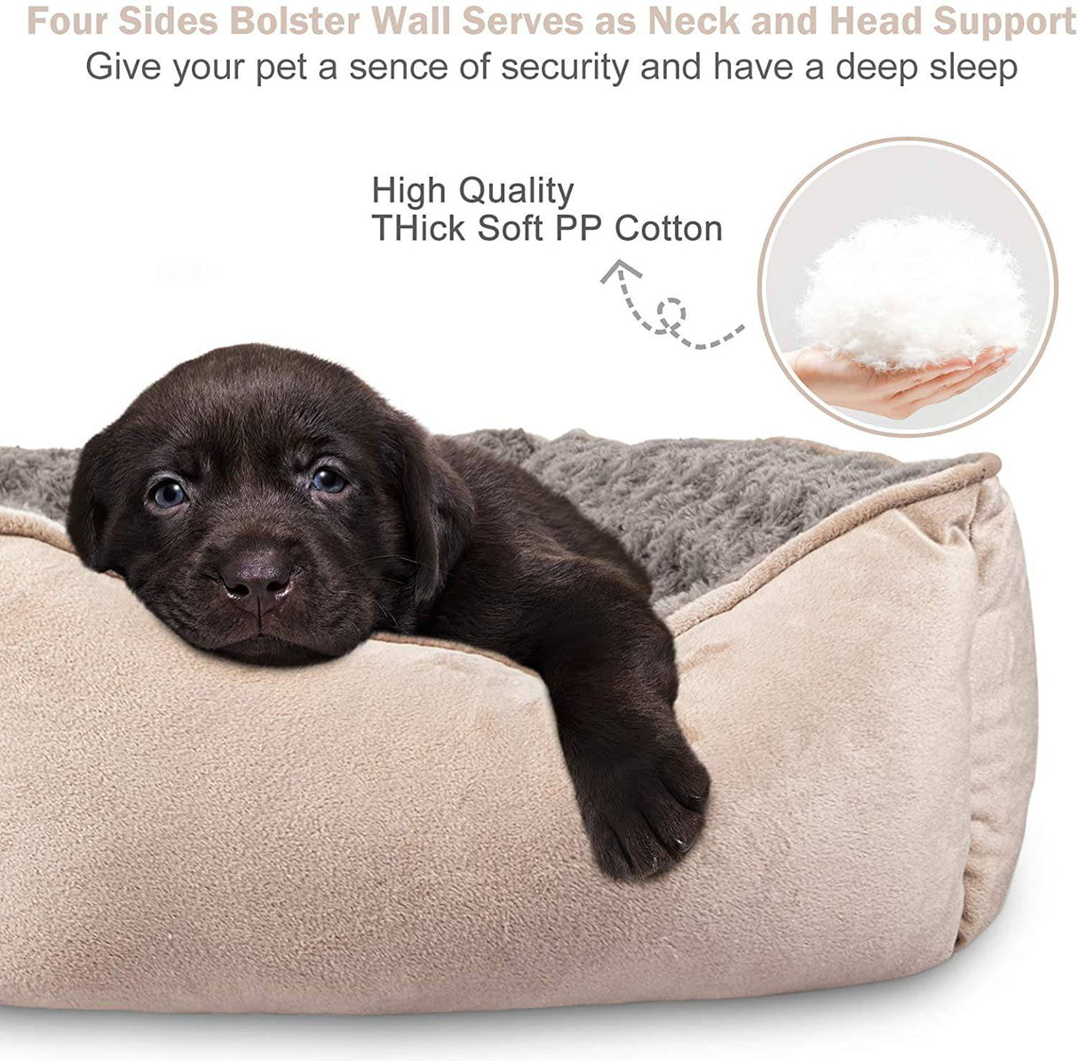 JOEJOY - (S) - Cama rectangular para perros pequeños, lavable a máquina, sofá cama para perros, parte inferior antideslizante, transpirable, suave, para cachorros, duradero, ortopédico, calmante, para mascotas, varios tamaños, color beige - DIGVICE MX