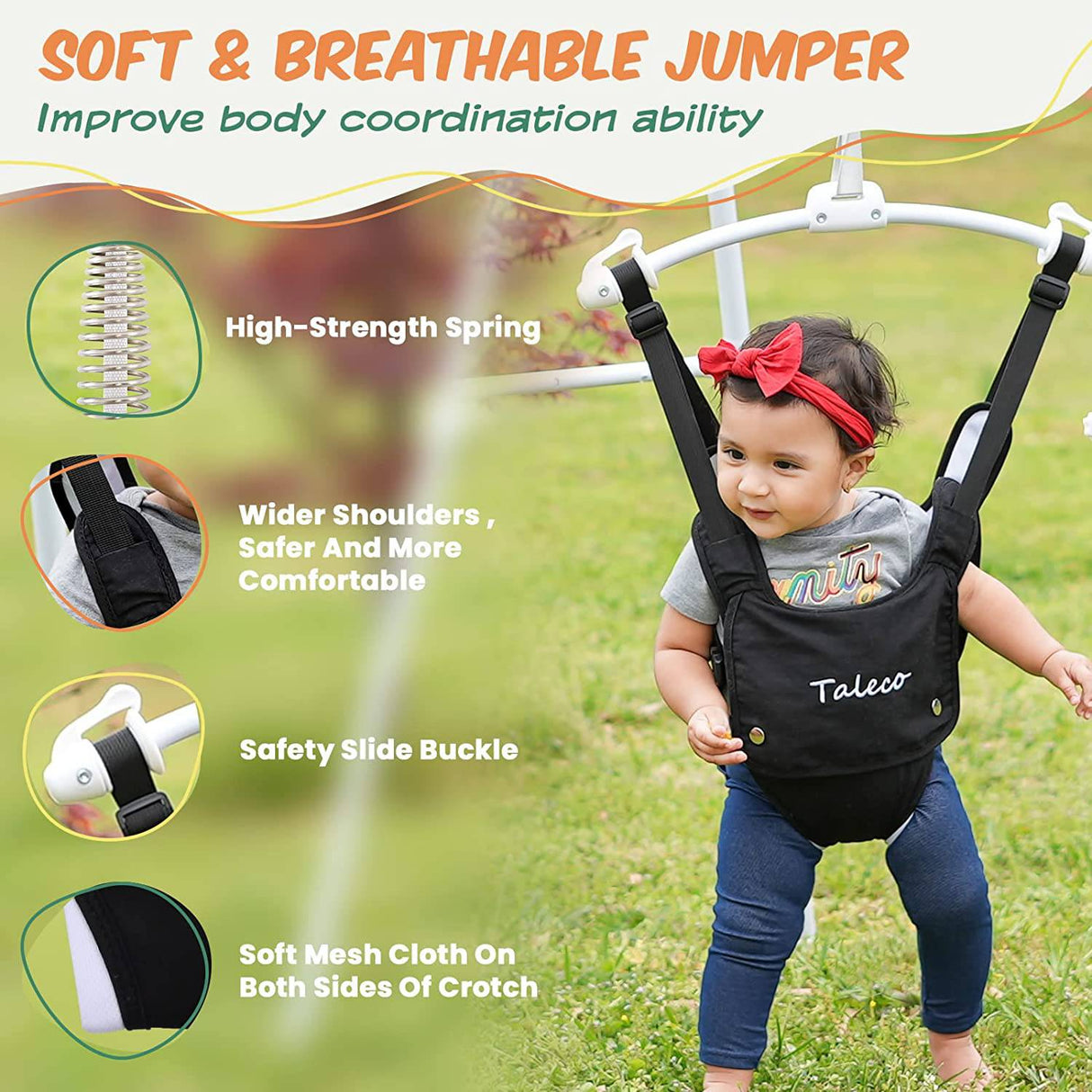 G Taleco Gear - Saltador y columpio para bebé 2 en 1, saltador para bebé para uso en interiores y exteriores, columpio para bebé con soporte plegable, juego de columpio estable para niños pequeños - DIGVICE MX