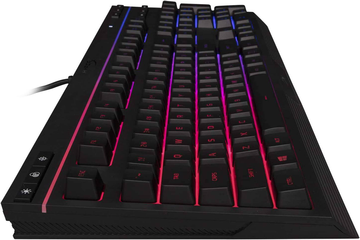 HyperX Alloy Core RGB - Teclado de membrana para juegos, teclas cómodas, silenciosas y silenciosas con efectos de iluminación LED RGB, resistente a derrames, teclas multimedia dedicadas, compatible con Windows 10/8.1/8/7 - Negro